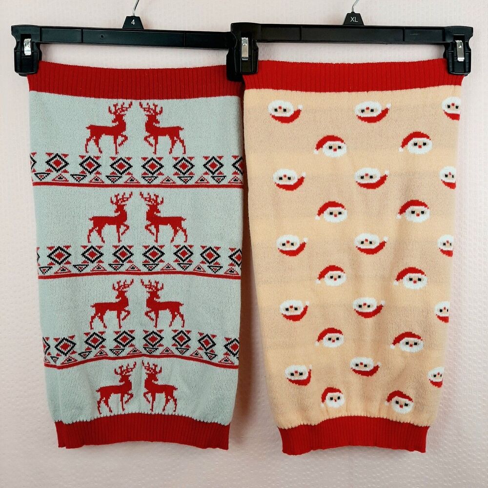 Heart To Tail Dog Knit Sweaters Christmas Santa Reindeer Set of 2 Size L